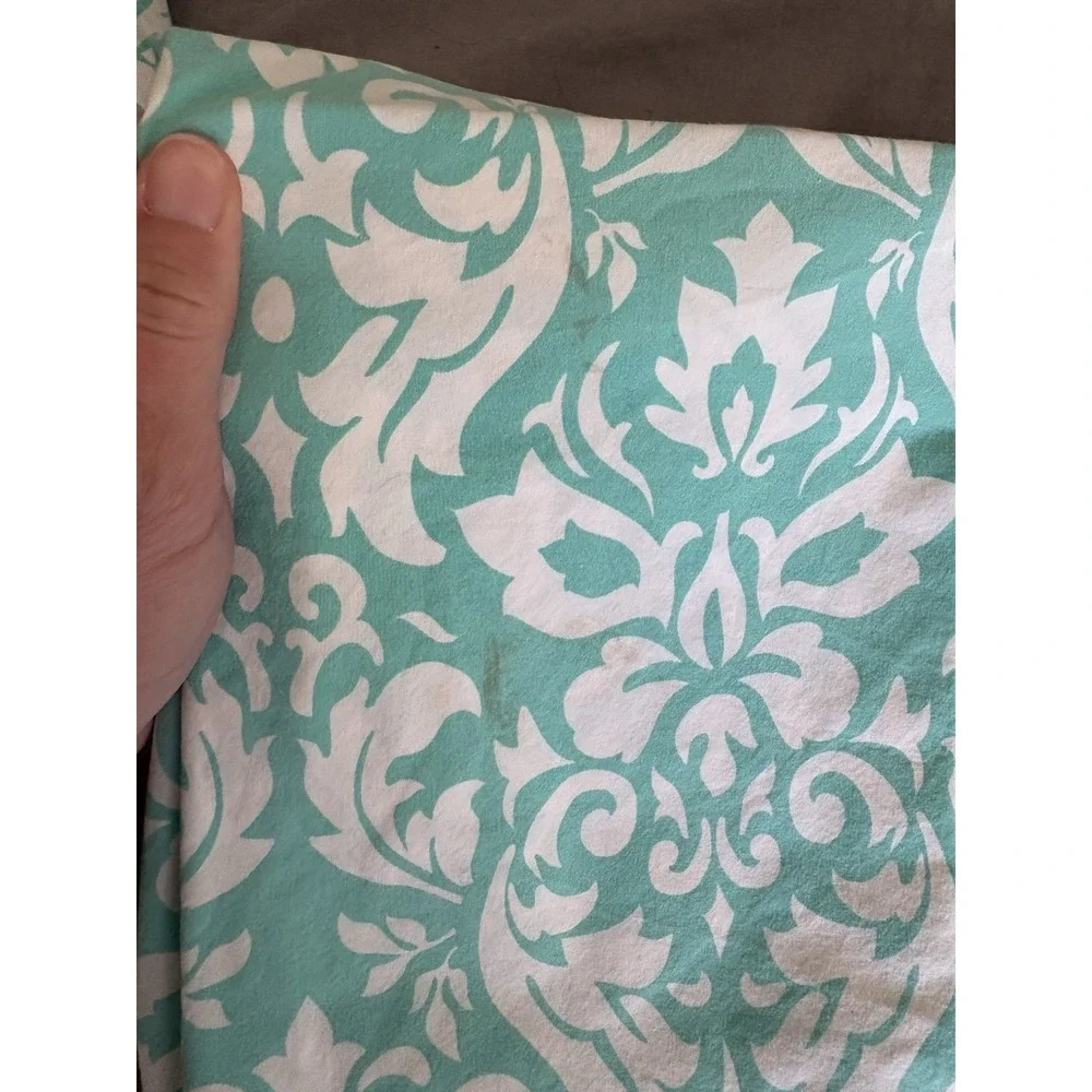 Pottery Barn Dorm Full Sheet Set Pool Damask W/ Aqua Dots Duvet And Shams